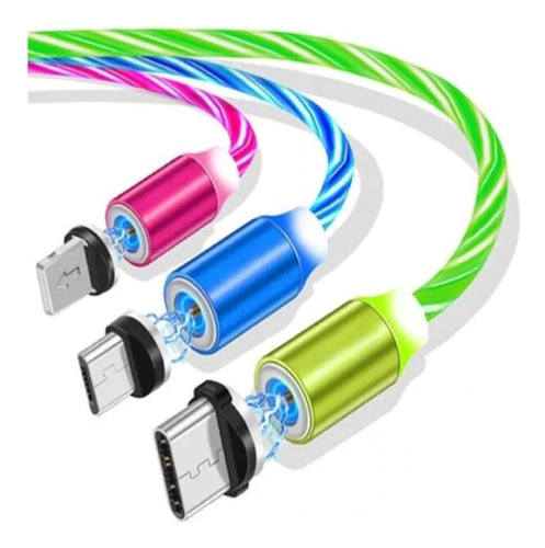 Cable Magnético Iluminado 3 En 1 Compatible Varios Celulares