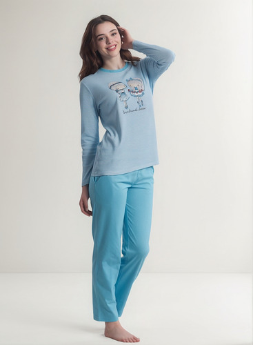 Pijama Mujer Monamour 551 Algodón Top Listado Y Local Print