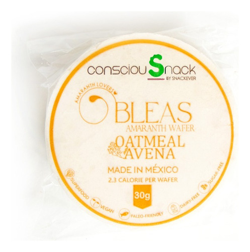 Oblea De Amaranto Avena Consciousnack Sin Gluten 30 Gr