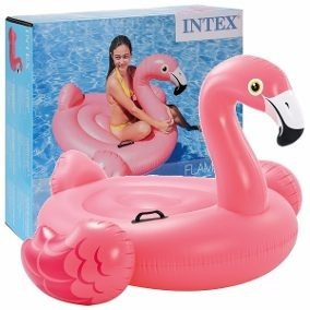 2 Flamingos Salvavidas Y Pelota Gdes Intex Inflables Alberca