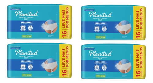 Fraldas Plenitud Plus P M Kit 64 Roupa Intima
