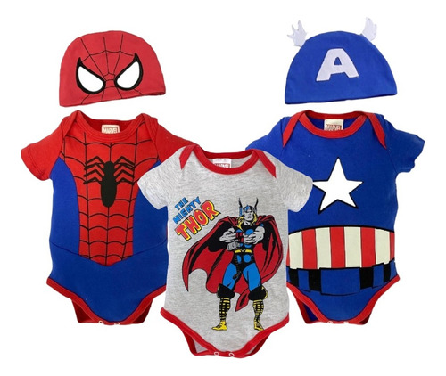 Kit 3 Pañaleros Marvel Spiderman, Thor, Capitán América