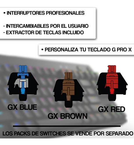 Imagen 7 de 8 de Teclado Gamer Logitech G Pro X Mecanico Gx Blue Switch Rgb