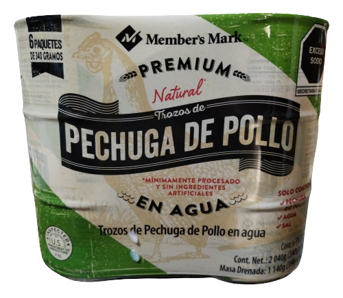 Trozos De Pechuga De Pollo En Agua De 340 Gr Cj 36 Piezas 