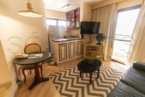 Imagem 2 de 15 de Flat Com Serviços Todo Mobiliado Com 48m², Sem Burocracia, Ideal Para Empresário Ou Estudantes. - Sf35142