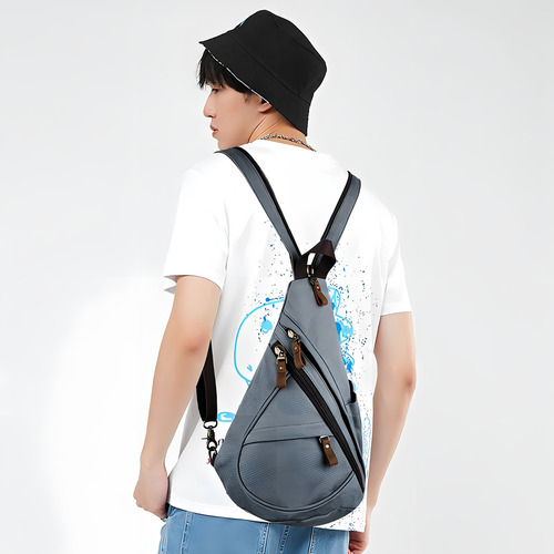 Mochila Cruzada De Lona, Hombro Para Ciclismo, Senderismo Color Blanco Diseño De La Tela Canvas