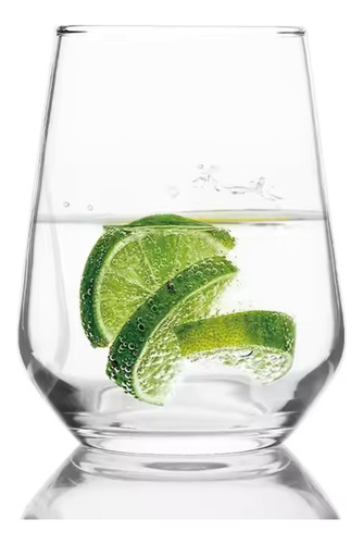 Jogo 06 Copos De Vidro 400 Ml P/ Água Suco Refri Transparent