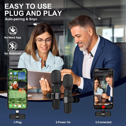Microfone De Lapela Usb C Sem Fio De 2 Pacotes Lav Mic Y