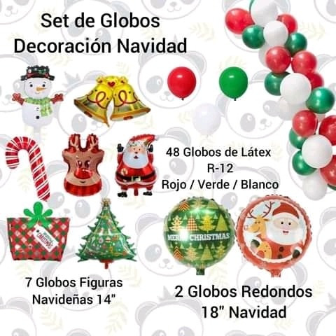 Set De Globos Para Decoración Navidad / Semi Arco De Globos 