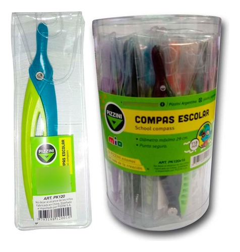 Compas Pizzini Escolar Plastico 120mm Diametro 29mm X18
