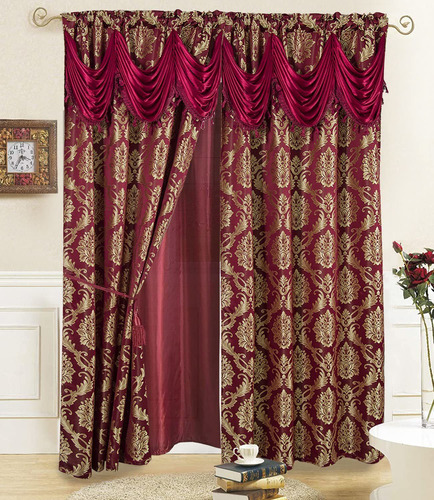 Lujosas Cortinas De Jacquard Para Ventana, Juego De 2 Panele