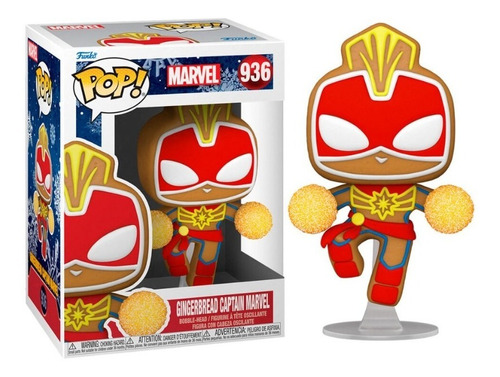 Funko Pop Gingerbread Captain Marvel #936 - Marvel Navideño