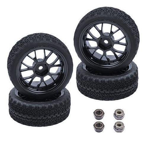 4 Pack Hobbypark Rubber Tyres Y Wheels 12mm Hex Drive Hub Pa