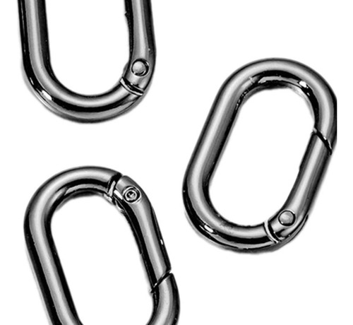 5 Piezas Anillos Ovalados De Resorte Mosquetones Negro