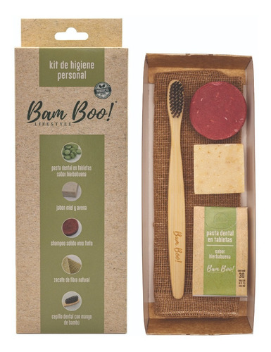 Imagen 1 de 9 de Kit De Higiene Natural Y Limpieza Personal Bam Boo!
