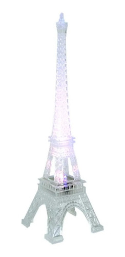 Torre Eiffel Acrílico Com Luz De Led Pisca E Muda De Cor 