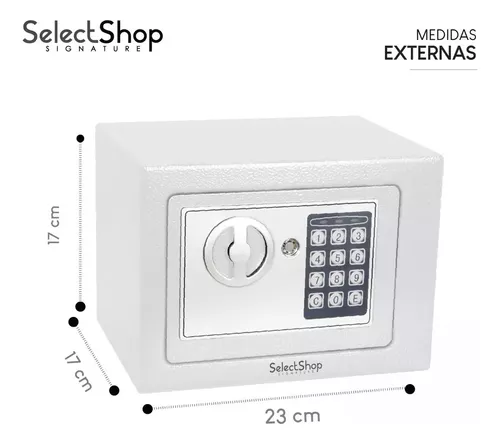 Caja Fuerte Electrónica De Seguridad Codigo Digital Y Llave Color Blanco