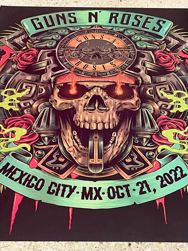 Guns N Roses Litografía Ciudad De Mexico 2022 Numerada (Usado)