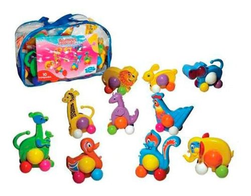 Imagem 1 de 1 de Brinquedos Animais Coloridos 10 Peças