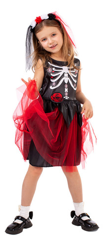 Vestido De Tutú De Esqueleto Fantasmal De Halloween Niñas