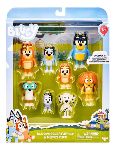 Bluey Muñecos Heeler Family Y Mates Pack X 8 Unidades