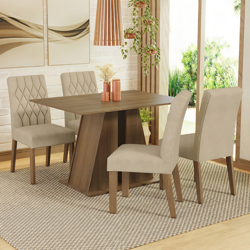 Mesa de comedor de madera con 4 sillas Gisele Madesa Ri, color rústico/imperial