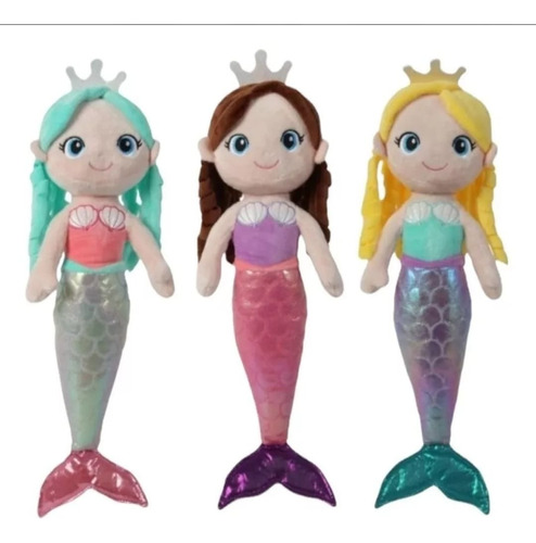 Peluche Sirena Juguete Para Niñas Mermaid Lentejuelas 57cm
