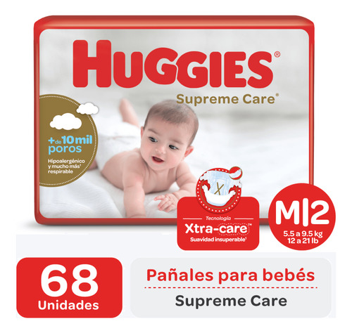 Pañales Huggies Supreme Care M X 68 Un