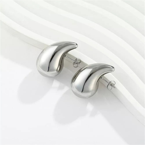 2 Pares De Pendientes De Aro Huecos Con Forma De Gota De Agu