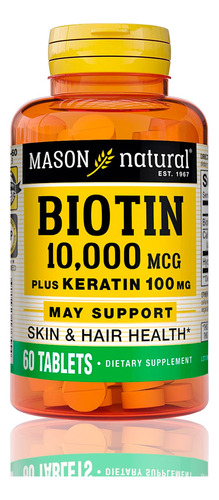 Biotina Mason 10000 Mcg Plus Keratin 100mg 60 Tabletas