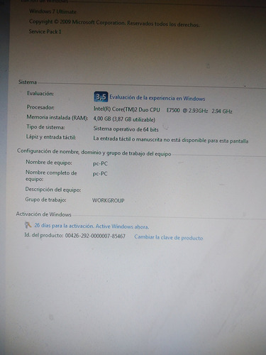 Computador Hp Sff Core2duo / 4 Gb Ddr3/ 320 Gb / Win 7 (Usado)