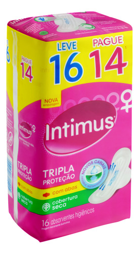 Absorvente Com Abas Seca Intimus Tripla Proteção Pacote Lv 1