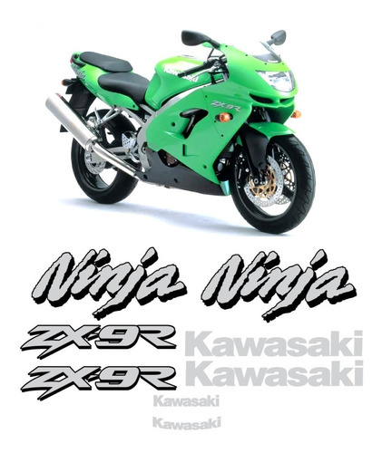 Kit Adesivos Compatível Kawasaki Ninja Zx-9r 1998/1999 Verde Cor KAWASAKI NINJA ZX-9R 1998 À 1999 VERDE