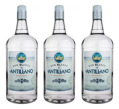 Pack De 3 Piezas De Ron Antillano Blanco 1750 Ml