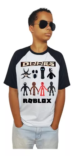 Camiseta Infantil Doors Roblox Mangas Preta Game Roblox - Modatop
