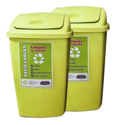 2 Tachos De Residuos/ Basura 25 Lts T/rebatible Colombraro