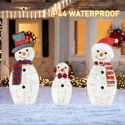 3 Luces De Jardín Con Forma Muñeco De Nieve Adornos Navideño