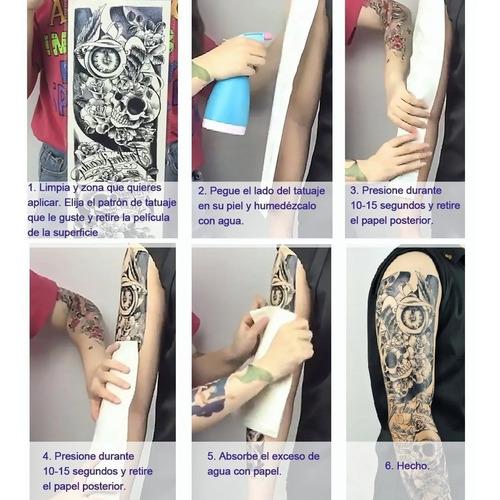 Tatuaje Tatto Temporal Falso Brazo Pierna Hombre Mujer Color 021 - JIJO Tatuajes hombre kit