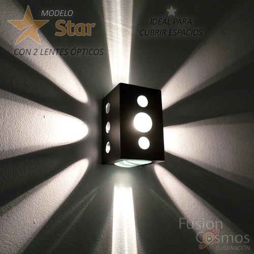 Aplique Pared Exterior 2 Lentes Efecto Lupa Lampara Led 10w