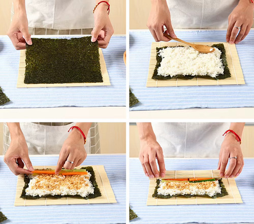Pack 2 Esterilla Roll Maki Bambú Sushi Gimbap Makisu 24x24cm