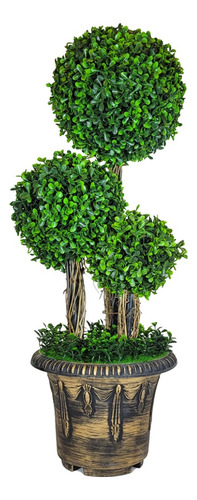 Topiario De 3 Esferas 75 Cm Planta Artificial Arbusto Maceta Grande