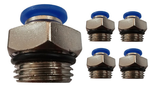 Conector Engate Rápido Rosca 1/2 X 8mm Pneumática 5 Peças