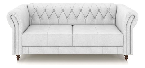 Conjunto Sofá 180cm E 2 Poltronas Chesterfield Couro Branco