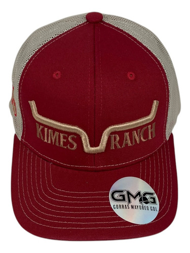 Gorra Vaquera Kimes Ranch Trucker Malla Rojo/beige Gabardina Unitalla Ajustable