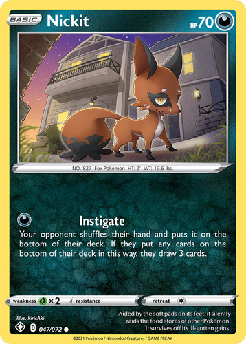 Nickit 47/72 Pokemon Card Shining Fates Sword & Shield
