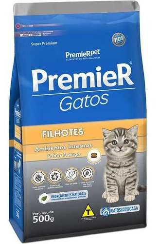 Ração Gato Filhote Amb. Interno Frango 500g Premier