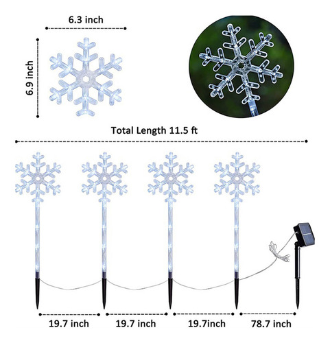Luces Solares Navideñas Con Forma De Estrella Y Caminos, 4 U