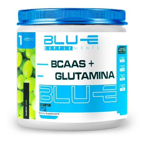 Aminoácidos Bcaas + Glutamina Blu-e 500g Sabores Sabor Uva