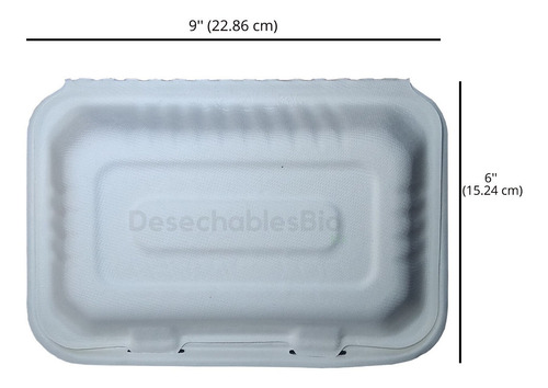 Imagen 3 de 5 de 50 Contenedores Almeja 9x6x3 Biodegradable Bagazo De Caña