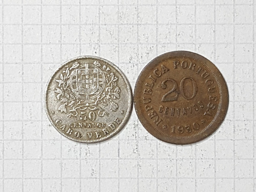Cabo Verde 20 Y 50 Centavos 1930 Muy Escasas